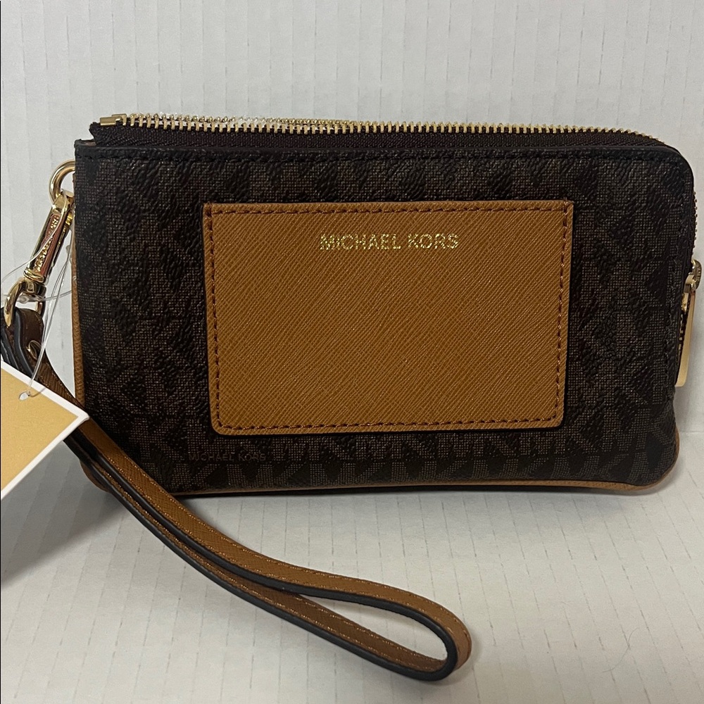 Michael Kors Black and Brown Wristlet